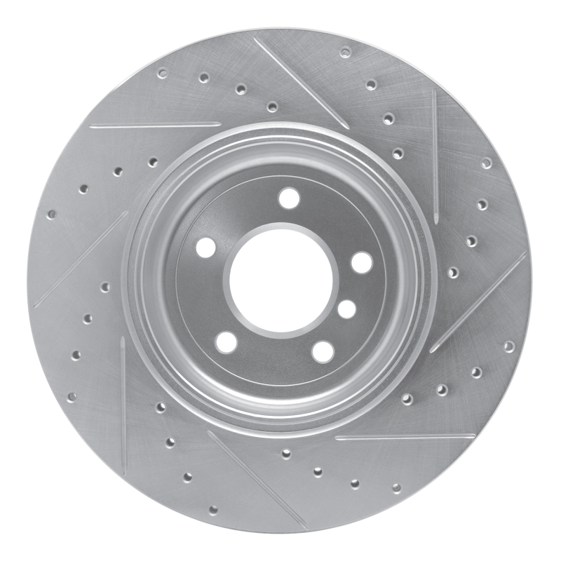 BMW 545I Brake Rotor (1) - Rear Left - R1 Concepts - Drilled & Slotted - Silver - `04-`10